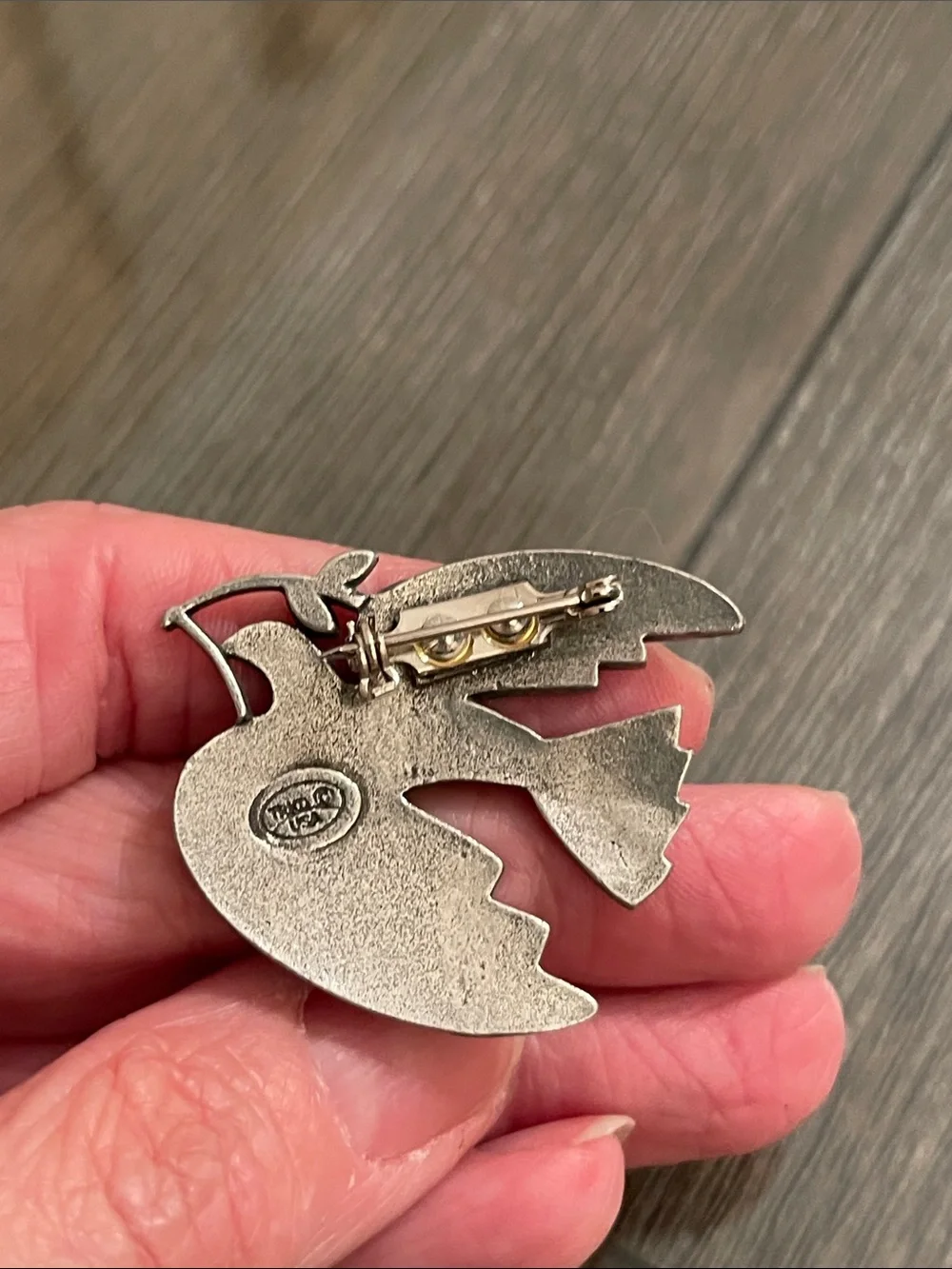 Tom Reardon & Kathleen Doyle Handcrafted Mixed-Metal Peace Dove Brooch